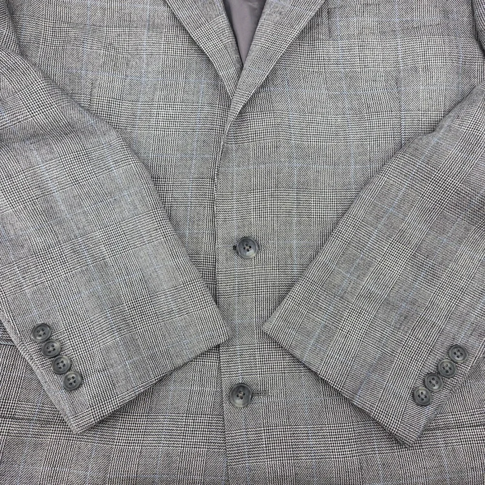 Jos A Bank Signature Collection Men's Blazer 42L Silk Camel Hair Grey Glen Plaid